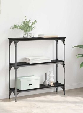 VidaXL Wandtafel met plank met opslag Zwart eiken 75 x 22.5 x 75 cm