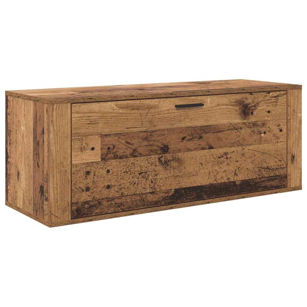 VidaXL Schoenenkast met plank Oud hout 100 x 35 x 38 cm Bewerkt hout