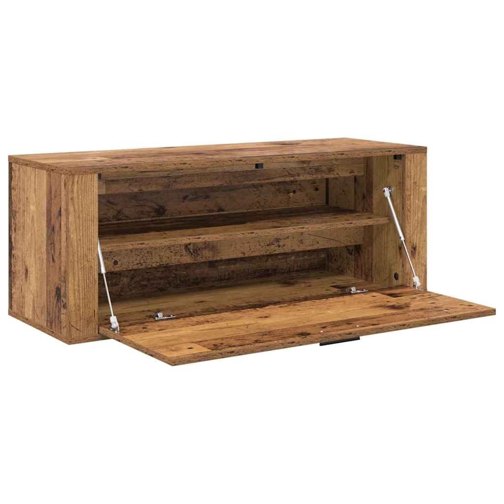 VidaXL Schoenenkast met plank Oud hout 100 x 35 x 38 cm Bewerkt hout