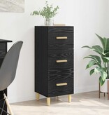 VidaXL Dressoir met lade Zwart eiken 34.5 x 34 x 90 cm Bewerkt hout
