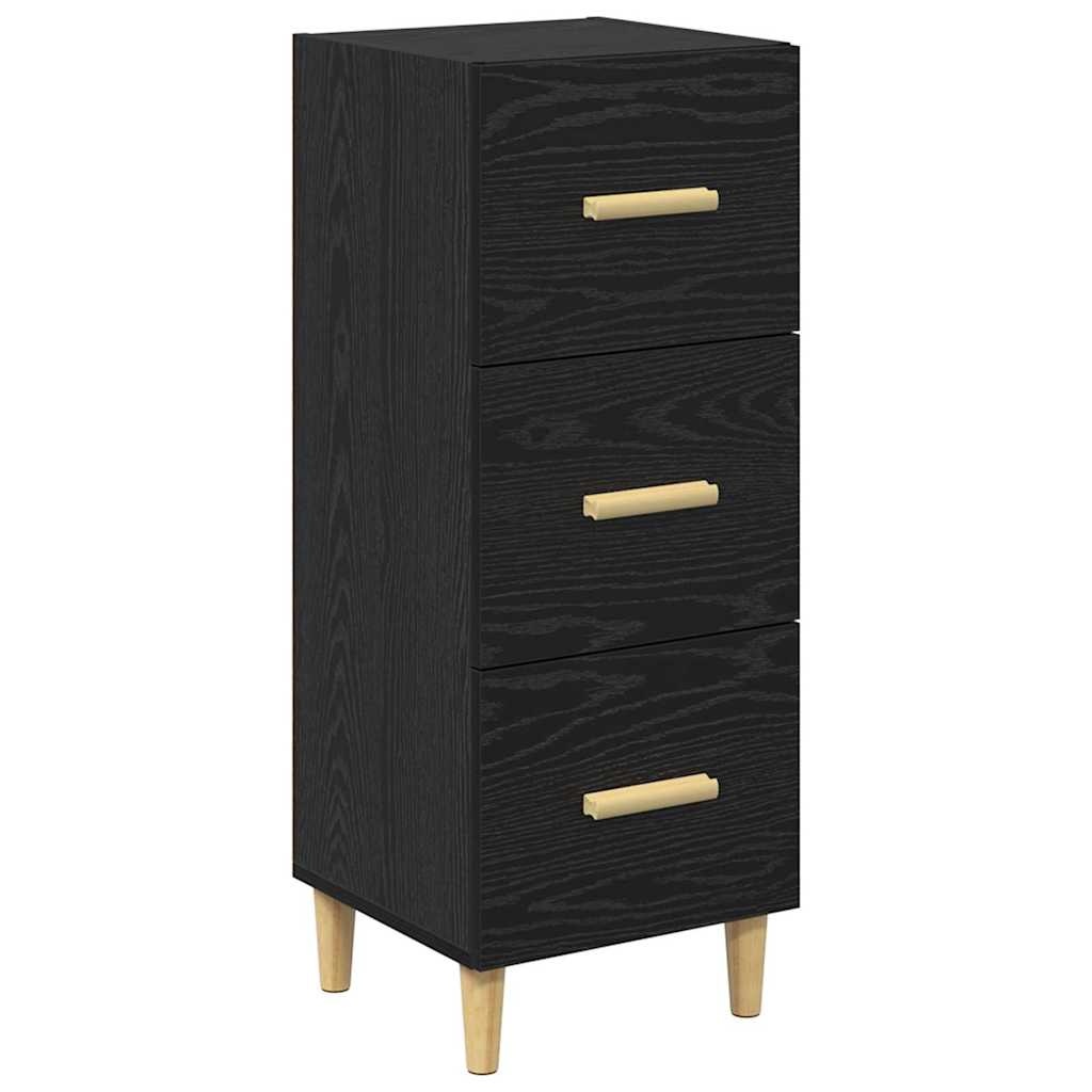 VidaXL Dressoir met lade Zwart eiken 34.5 x 34 x 90 cm Bewerkt hout