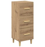 VidaXL Dressoir artisanaal eikenkleurig 34.5 x 34 x 90 cm Bewerkt hout