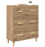 VidaXL Dressoir artisanaal eikenkleurig 34 x 69,5 x 90 cm Bewerkt hout