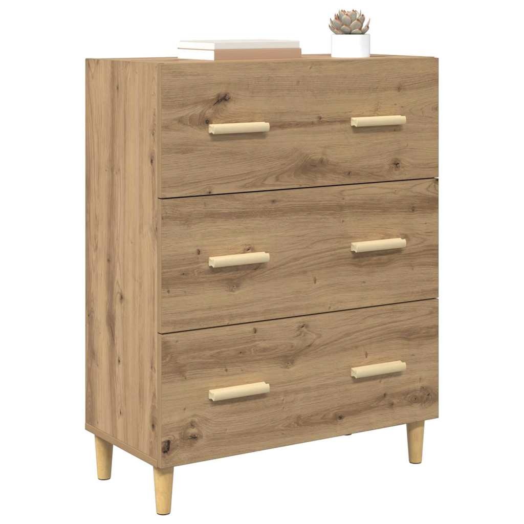 VidaXL Dressoir artisanaal eikenkleurig 34 x 69,5 x 90 cm Bewerkt hout