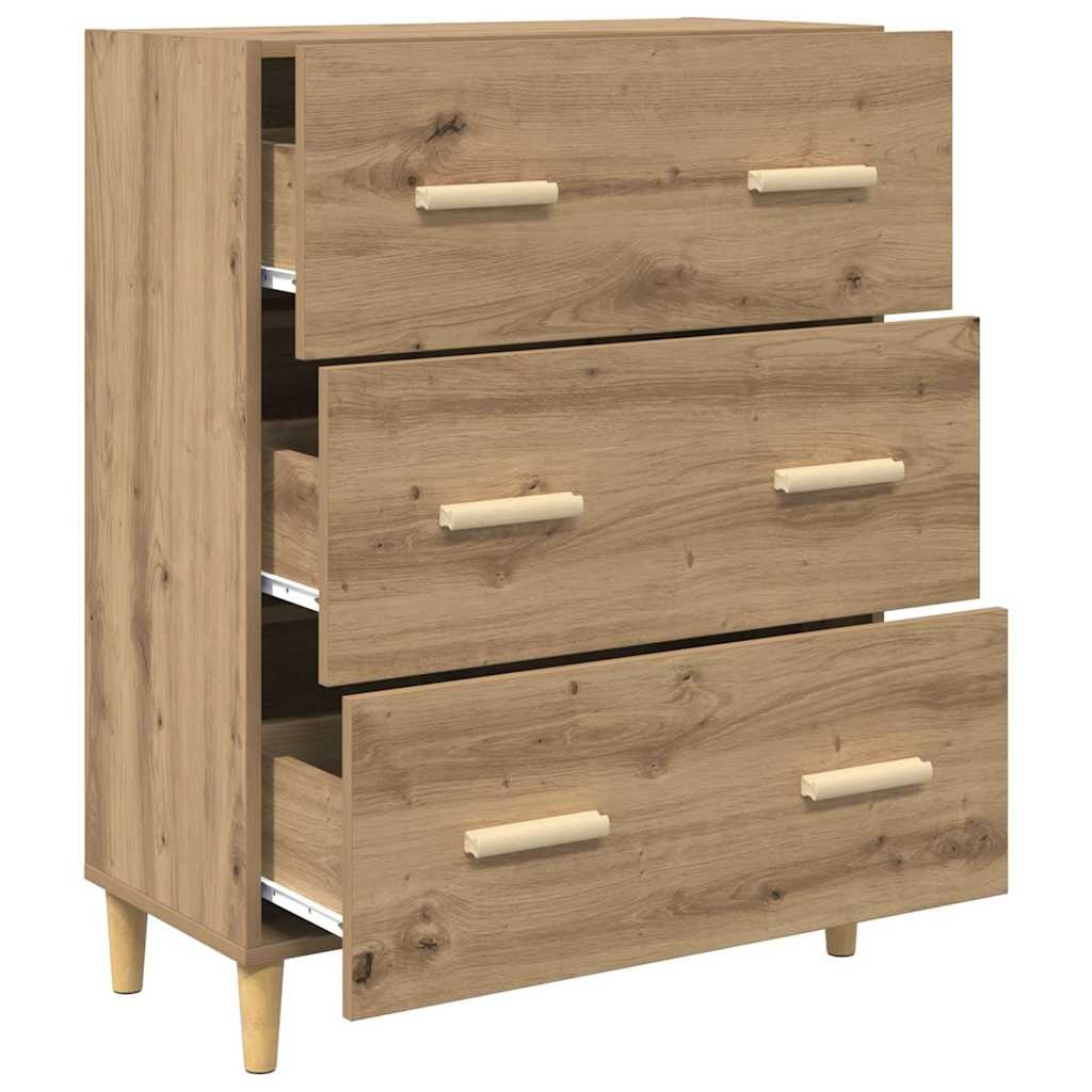 VidaXL Dressoir artisanaal eikenkleurig 34 x 69,5 x 90 cm Bewerkt hout