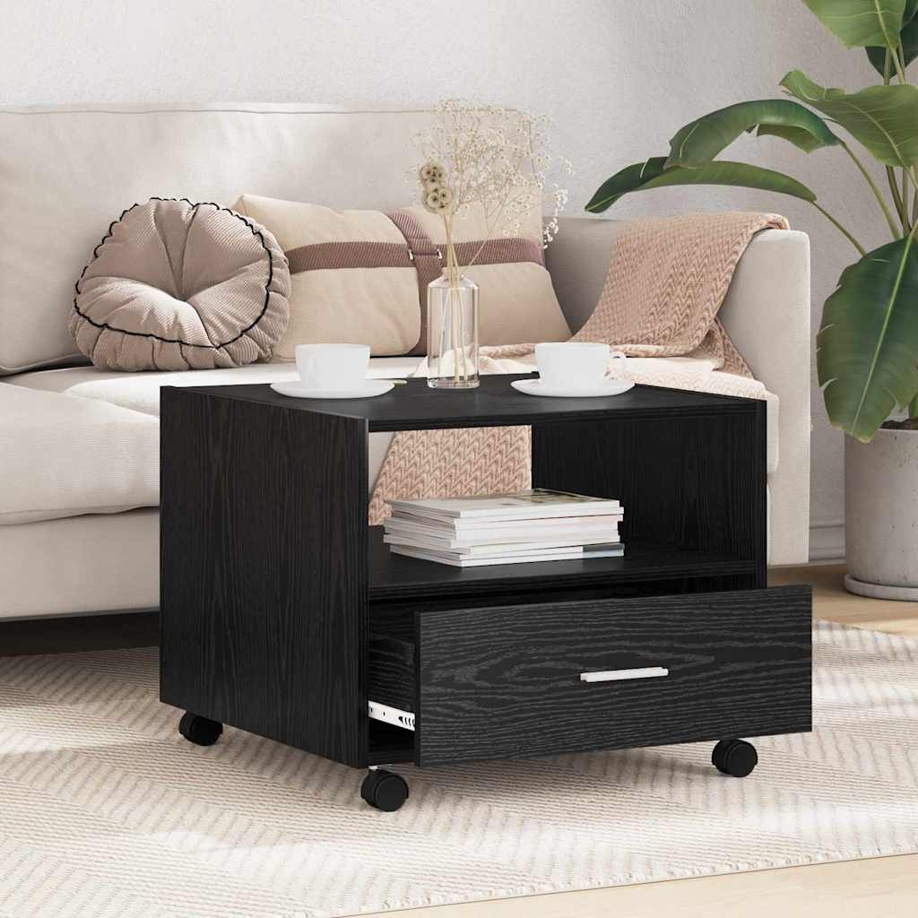 VidaXL Salontafel with Drawer Zwart eiken 55 x 55 x 45 cm Bewerkt hout