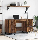 VidaXL Bureau met plank Oud hout 140 x 50 x 75 cm Bewerkt hout