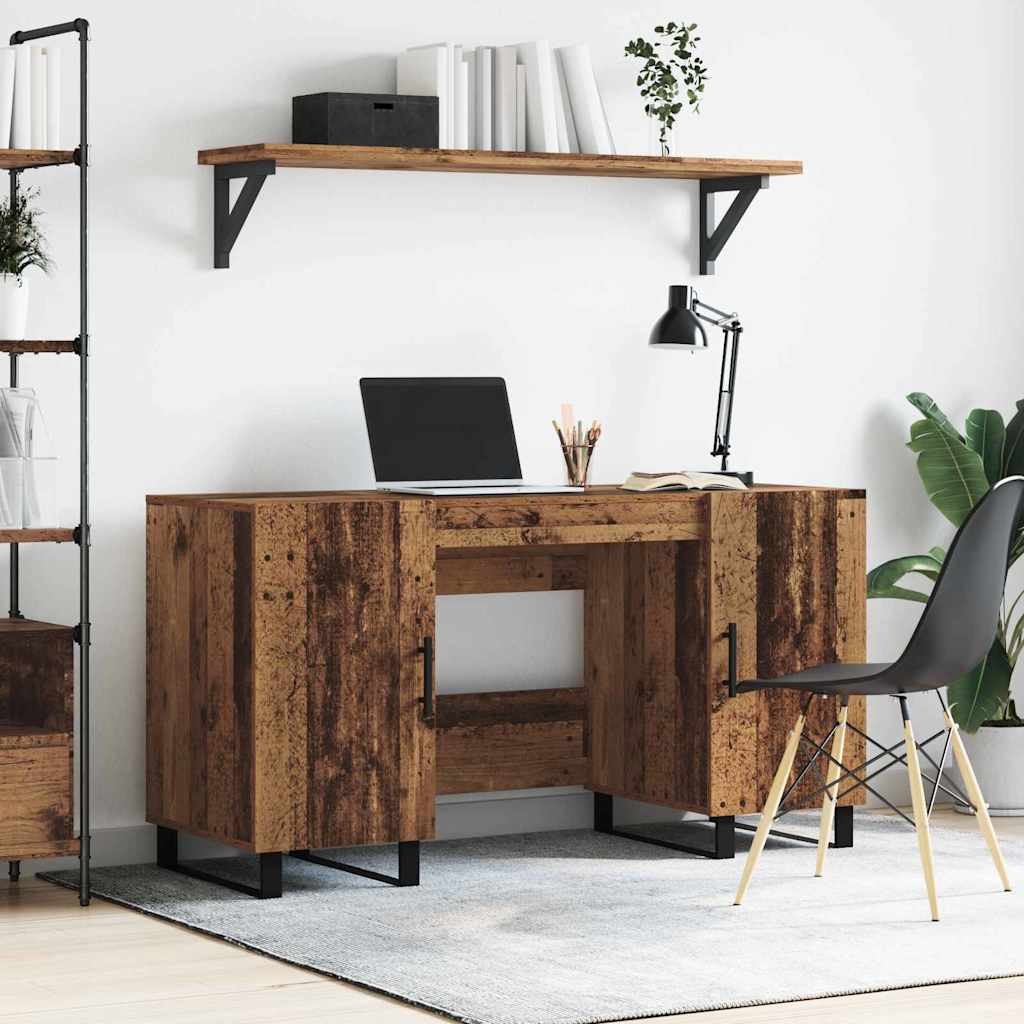 VidaXL Bureau met plank Oud hout 140 x 50 x 75 cm Bewerkt hout