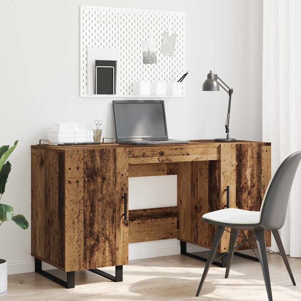 VidaXL Bureau met plank Oud hout 140 x 50 x 75 cm Bewerkt hout