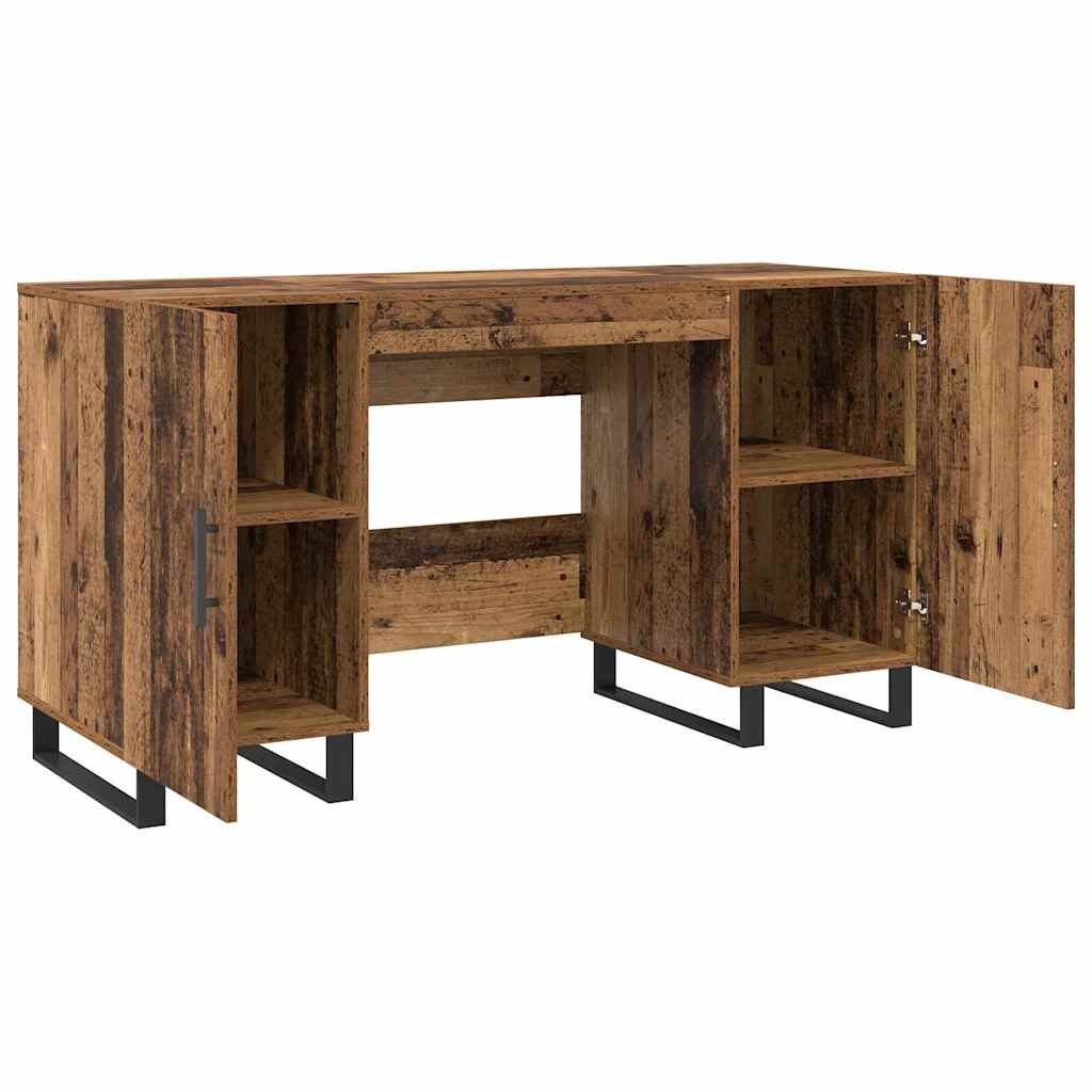 VidaXL Bureau met plank Oud hout 140 x 50 x 75 cm Bewerkt hout