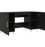 VidaXL Bureau met plank met opslag Zwart eiken Bewerkt hout