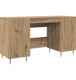 VidaXL Bureau met plank artisanaal eikenkleurig Bewerkt hout