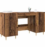 VidaXL Bureau met plank met opslag met de deur Oud hout Bewerkt hout
