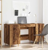 VidaXL Bureau met plank met opslag met de deur Oud hout Bewerkt hout