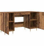 VidaXL Bureau met plank met opslag met de deur Oud hout Bewerkt hout