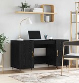 VidaXL Bureau met plank Zwart eiken 140 x 50 x 75 cm Bewerkt hout