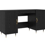 VidaXL Bureau met plank Zwart eiken 140 x 50 x 75 cm Bewerkt hout