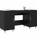 VidaXL Bureau met plank Zwart eiken 140 x 50 x 75 cm Bewerkt hout