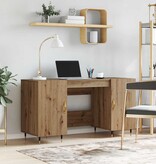 VidaXL Bureau artisanaal eikenkleurig 140 x 50 x 75 cm Bewerkt hout