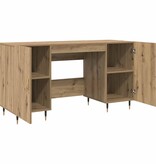 VidaXL Bureau artisanaal eikenkleurig 140 x 50 x 75 cm Bewerkt hout