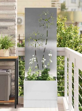 VidaXL Tuinplant met Decoratief Paneel Zilver 50 x 140 cm