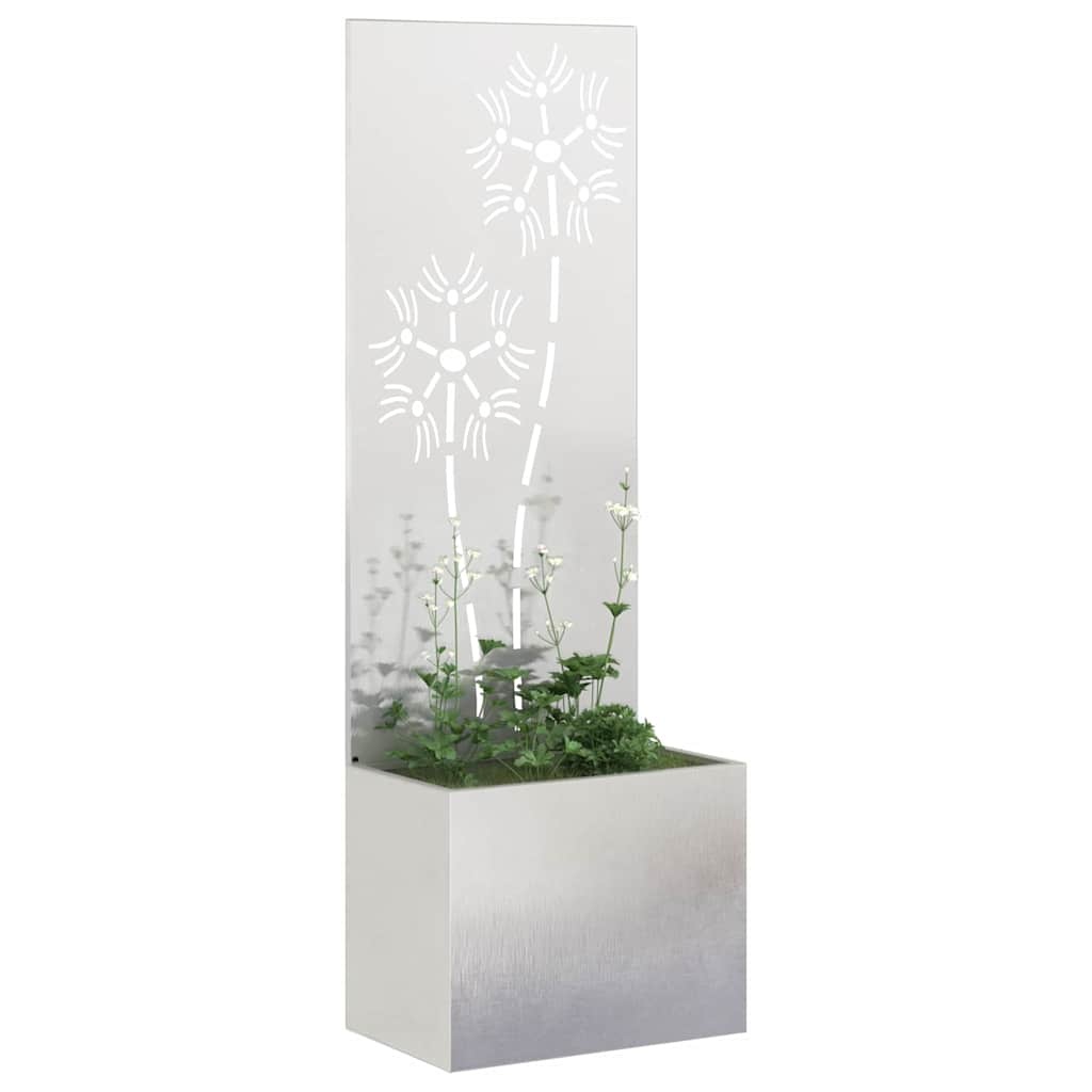 VidaXL Tuinplant met Decoratief Paneel Zilver 50 x 140 cm