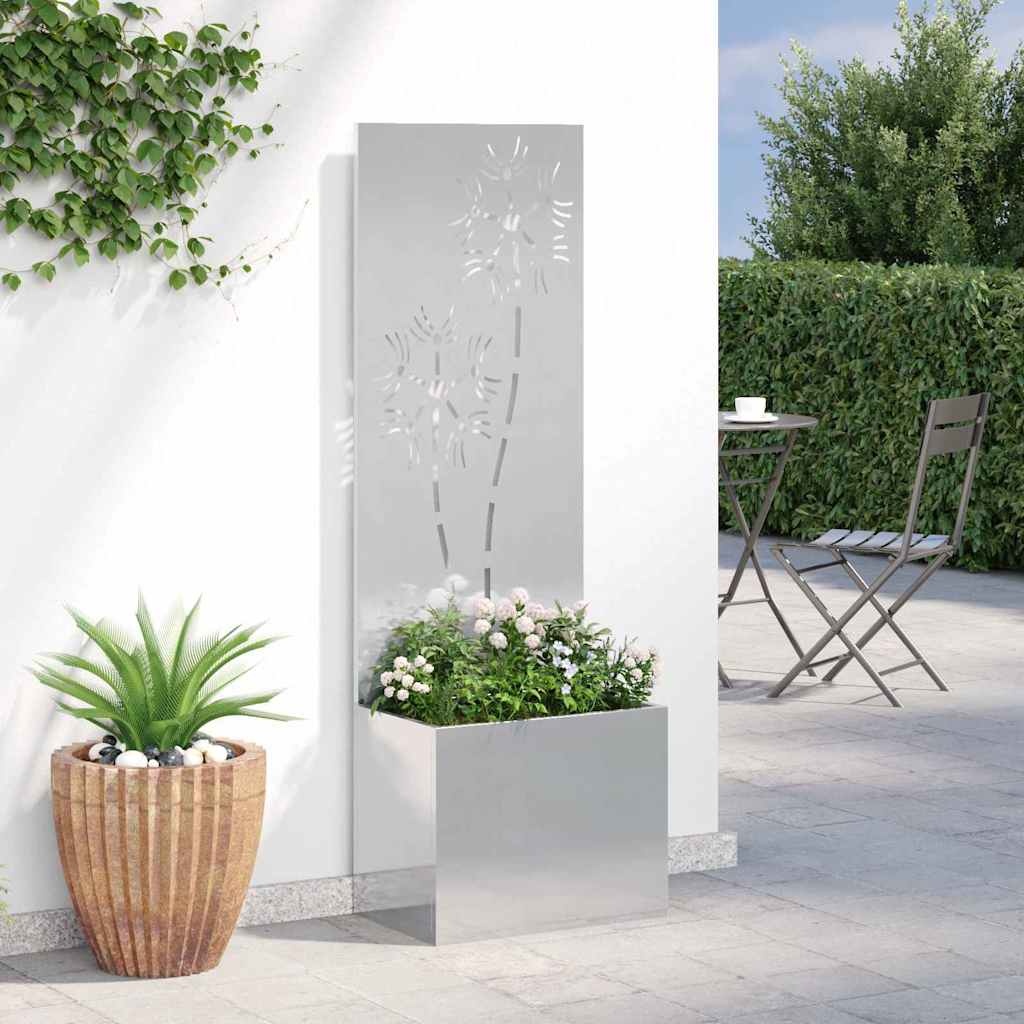 VidaXL Tuinplant met Decoratief Paneel Zilver 50 x 140 cm