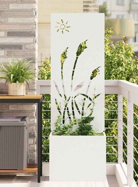 VidaXL Tuinplant met Decoratief Paneel Wit 50 x 140 cm