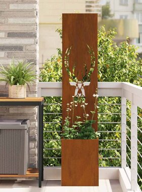 VidaXL Tuinplant met Decoratief Paneel Roestig 32 x 140 cm Cortenstaal