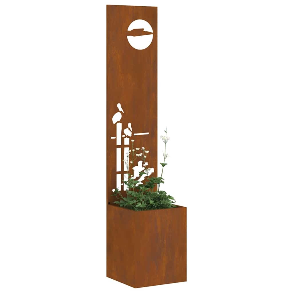 VidaXL Tuinplant met Decoratief Paneel Roestig 32 x 140 cm Cortenstaal