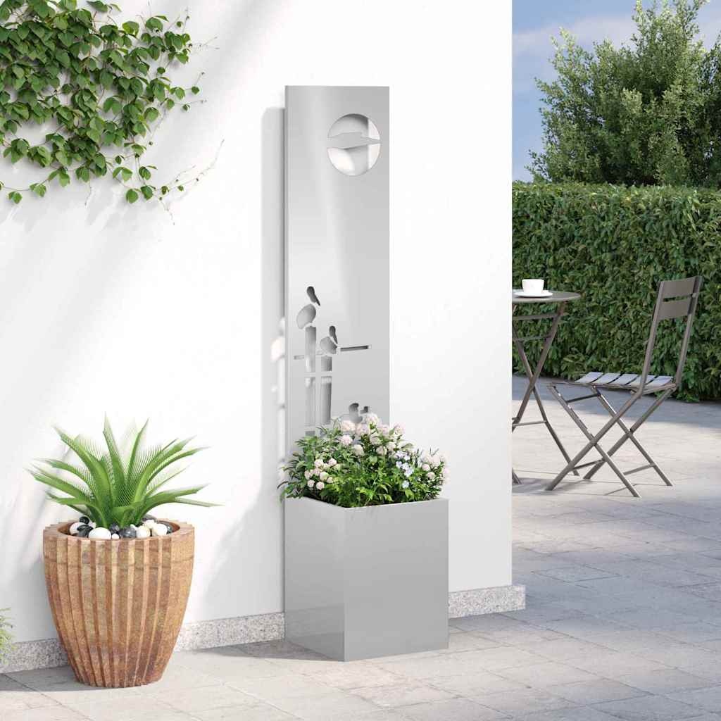 VidaXL Tuinplant met Decoratief Paneel Zilver 32 x 140 cm
