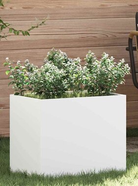 VidaXL Tuin Bloempot Wit 50 x 32 x 40 cm Koudgewalst staal