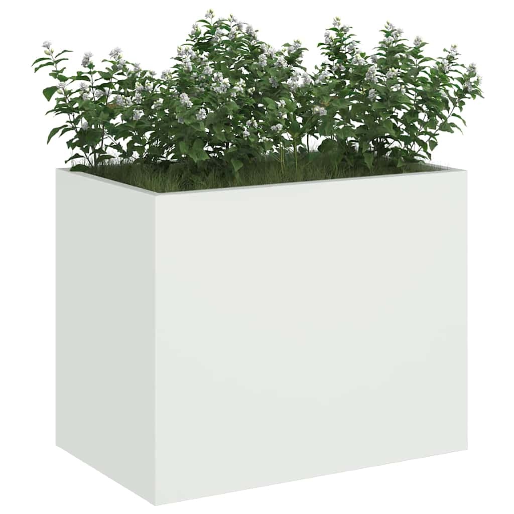 VidaXL Tuin Bloempot Wit 50 x 32 x 40 cm Koudgewalst staal