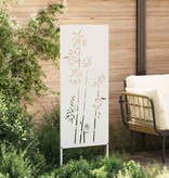 VidaXL Tuin Privacy Screen Bloemen Wit 50 x 140 cm Koudgewalst staal