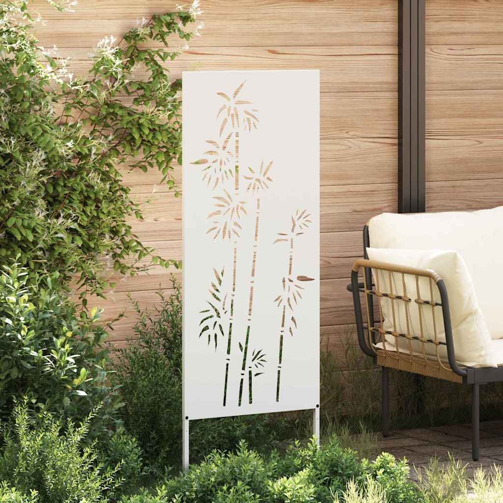 VidaXL Tuin Privacy Screen Bloemen Wit 50 x 140 cm Koudgewalst staal