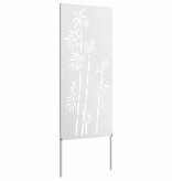 VidaXL Tuin Privacy Screen Bloemen Wit 50 x 140 cm Koudgewalst staal