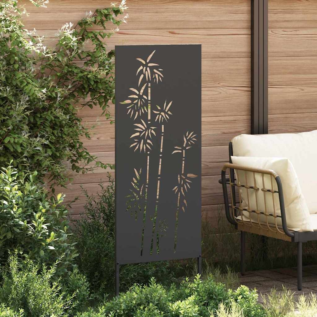 VidaXL Tuin Privacy Screen Bloemen Zwart 50 x 140 cm Koudgewalst staal