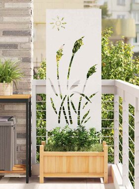 VidaXL Tuin Privacy Screen Fretwerk Wit 50 x 140 cm Koudgewalst staal