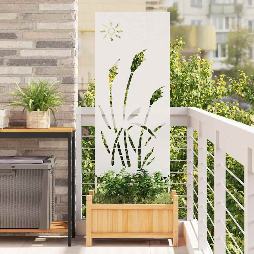 VidaXL Tuin Privacy Screen Fretwerk Wit 50 x 140 cm Koudgewalst staal