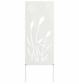 VidaXL Tuin Privacy Screen Fretwerk Wit 50 x 140 cm Koudgewalst staal