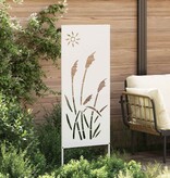 VidaXL Tuin Privacy Screen Fretwerk Wit 50 x 140 cm Koudgewalst staal