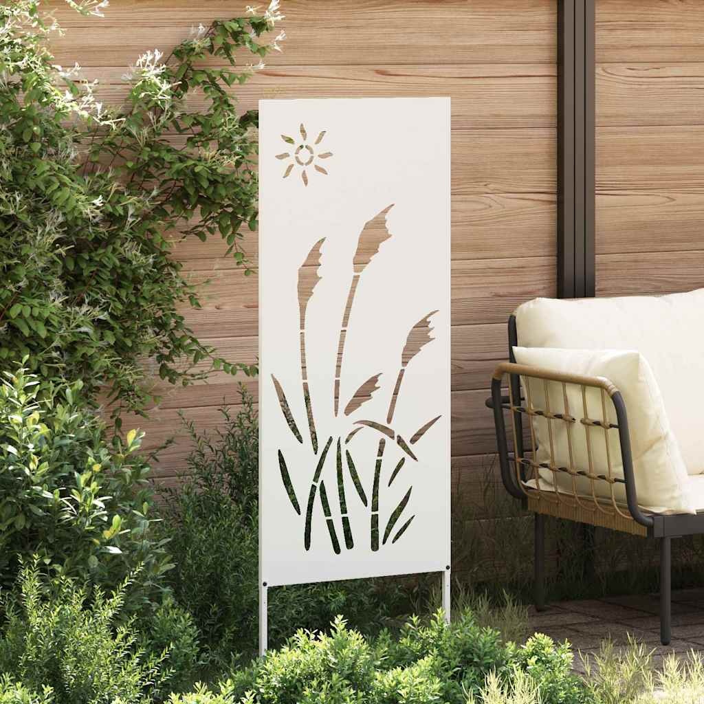 VidaXL Tuin Privacy Screen Fretwerk Wit 50 x 140 cm Koudgewalst staal