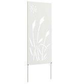 VidaXL Tuin Privacy Screen Fretwerk Wit 50 x 140 cm Koudgewalst staal