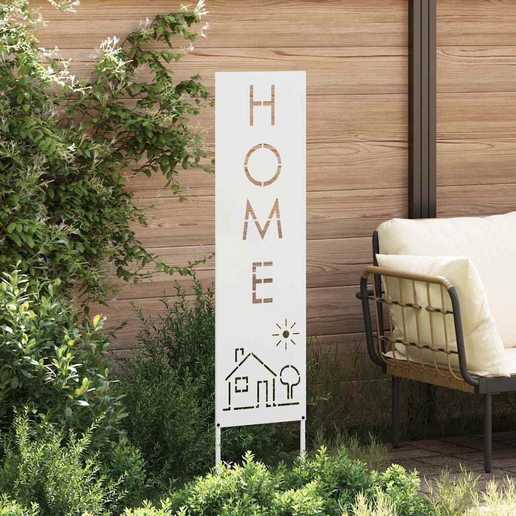 VidaXL Tuin Privacy Screen Fretwerk Wit 32 x 140 cm Koudgewalst staal