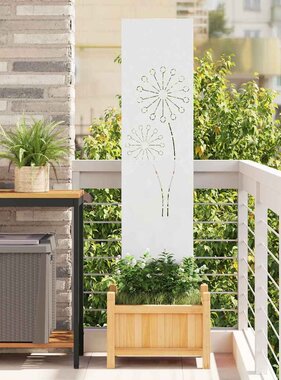 VidaXL Tuin Privacy Screen Fretwerk Wit 32 x 140 cm Koudgewalst staal