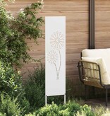 VidaXL Tuin Privacy Screen Fretwerk Wit 32 x 140 cm Koudgewalst staal