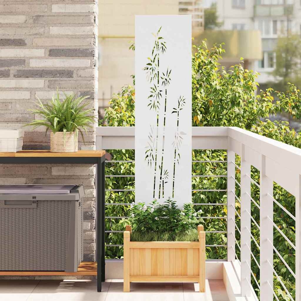 VidaXL Tuin Privacy Screen Bloemen Wit 32 x 140 cm Koudgewalst staal