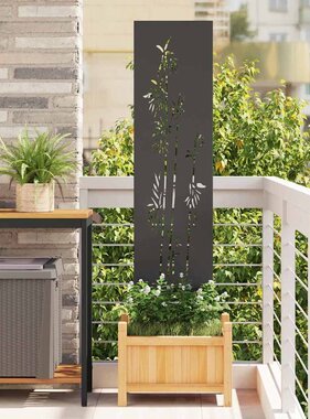 VidaXL Tuin Privacy Screen Bloemen Zwart 32 x 140 cm Koudgewalst staal