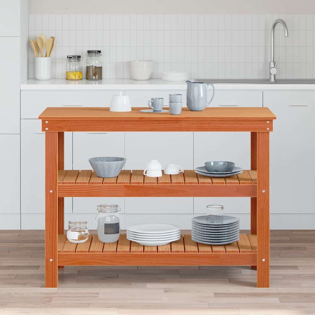 VidaXL Werkbank Wasbruin 110.5 x 50 x 80 cm Massief grenenhout