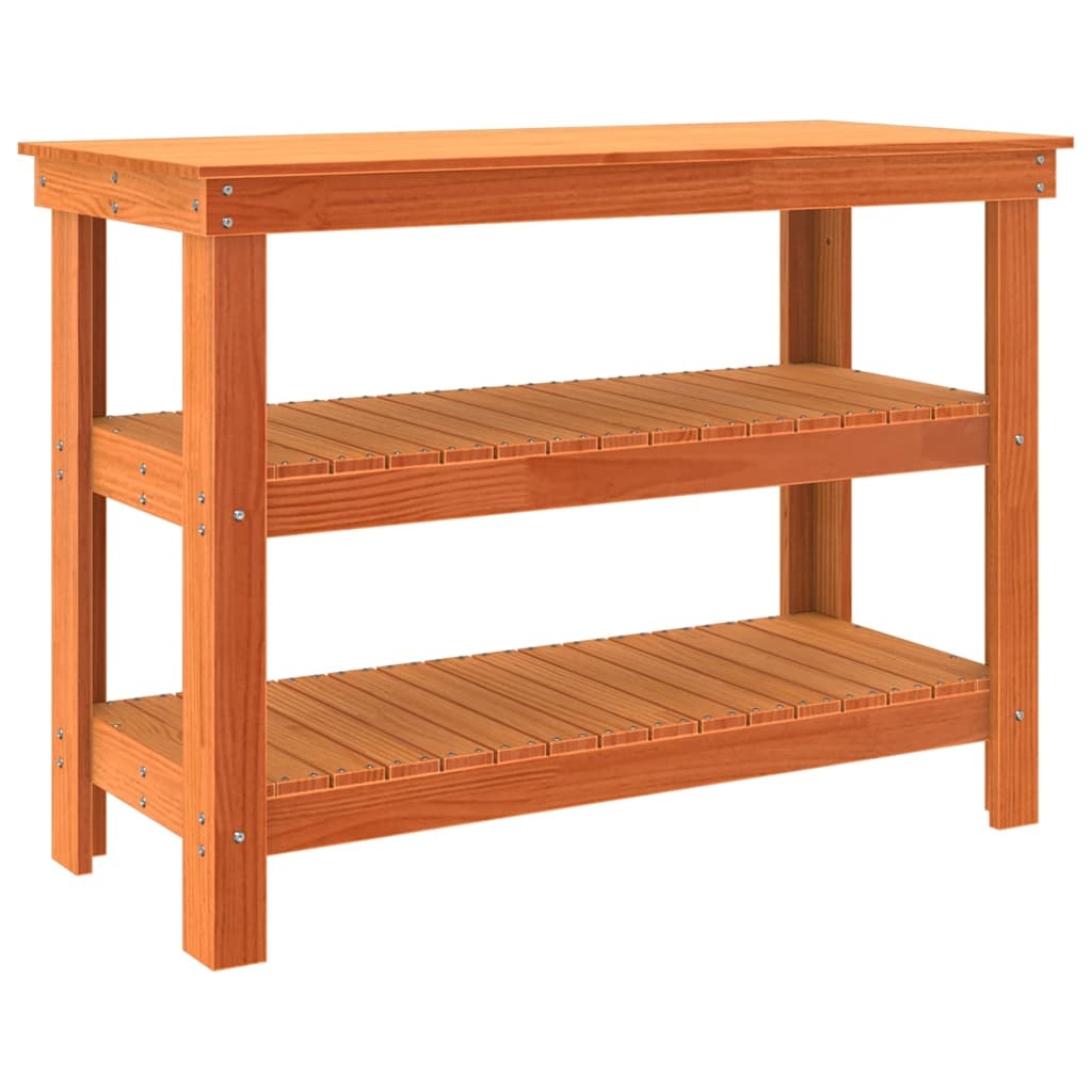 VidaXL Werkbank Wasbruin 110.5 x 50 x 80 cm Massief grenenhout